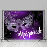 Lofaris Black Purple Masquerade Happy Holiday Dance Backdrop